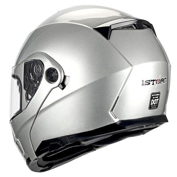 1Storm Motorcycle Street Bike Modular/Flip up Dual Visor Sun Shield Full Face Helmet: HJA119