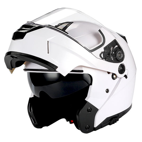 1Storm Motorcycle Street Bike Modular/Flip up Dual Visor Sun Shield Full Face Helmet: HJA119