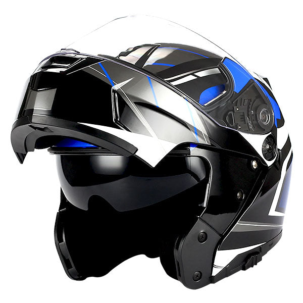 1Storm Motorcycle Street Bike Modular/Flip up Dual Visor Sun Shield Full Face Helmet: HJA119