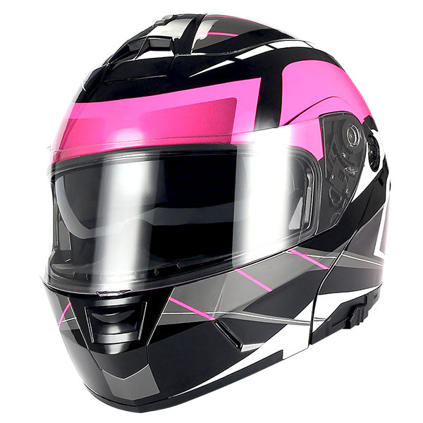 1Storm Motorcycle Street Bike Modular/Flip up Dual Visor Sun Shield Full Face Helmet: HJA119