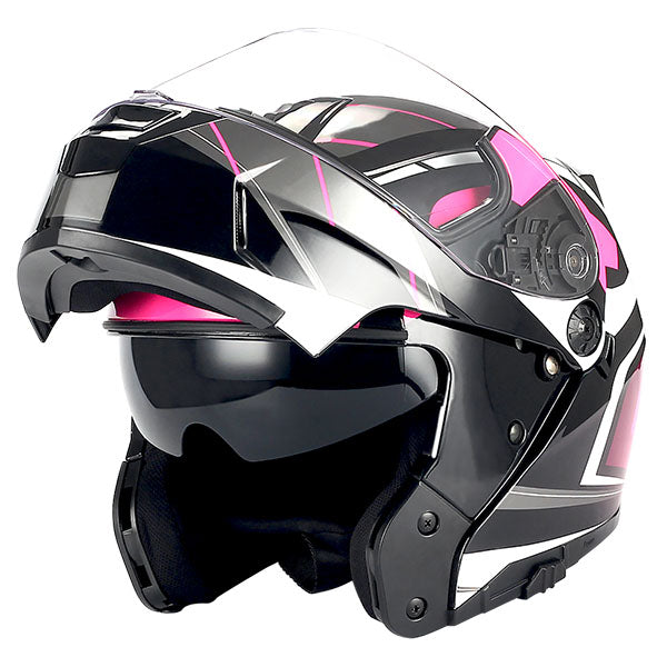 1Storm Motorcycle Street Bike Modular/Flip up Dual Visor Sun Shield Full Face Helmet: HJA119