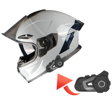 1Storm Motorcycle Full Face Helmet Dual Lens/Sun Visor + Motorcycle Bluetooth Headset