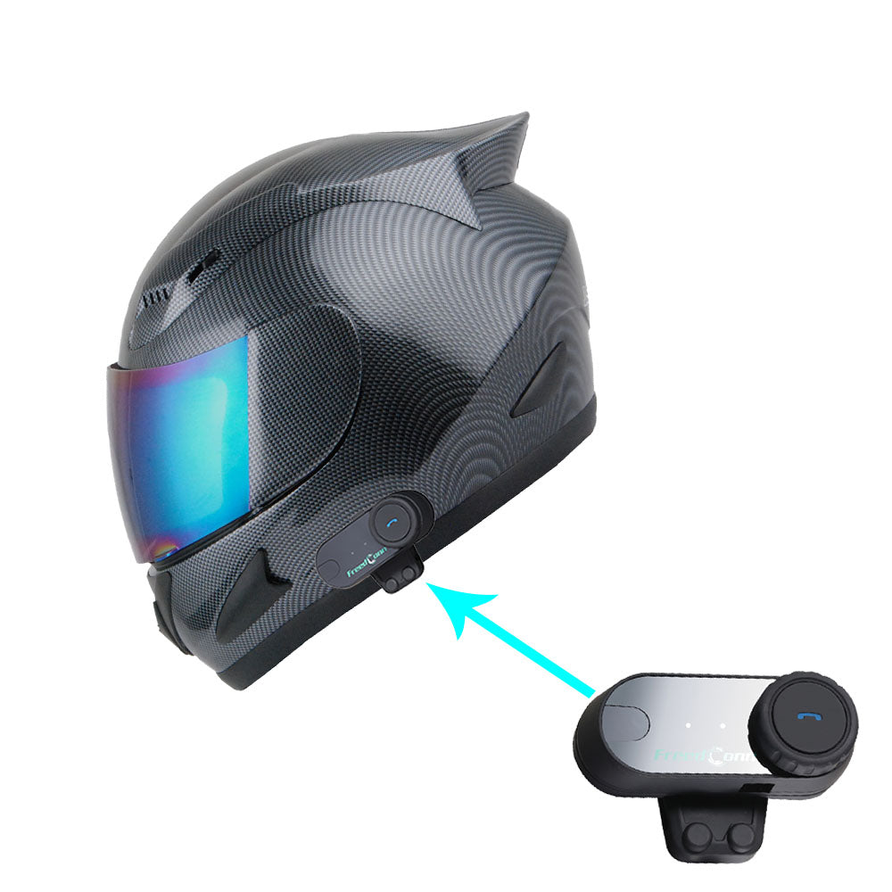 1Storm Motorcycle Bike Full Face Helmet Mechanic HJDJ11 + Motorcycle Bluetooth Headset