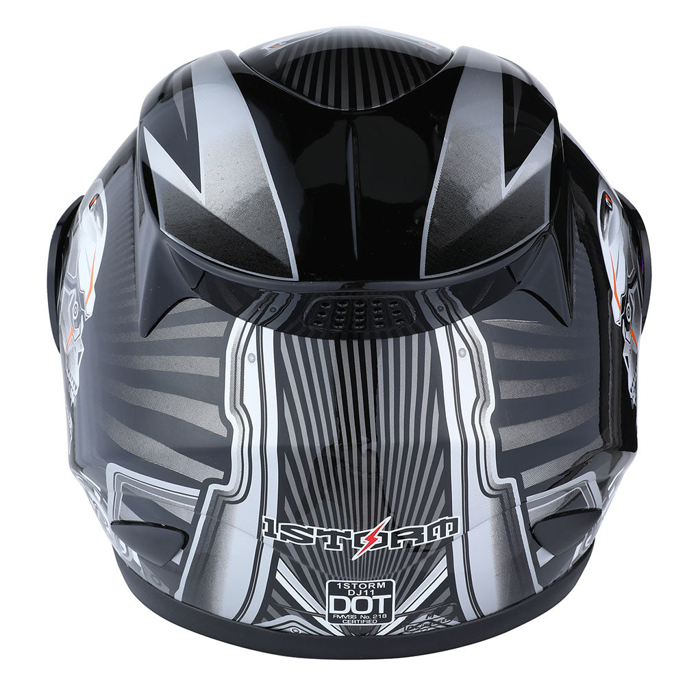 1Storm Motorcycle Bike Full Face Helmet Mechanic HJDJ11 + Motorcycle Bluetooth Headset