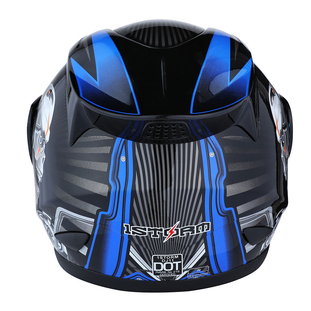 1Storm Motorcycle Bike Full Face Helmet Mechanic HJDJ11 + Motorcycle Bluetooth Headset