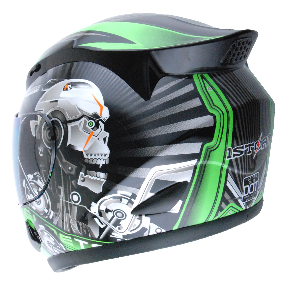 1Storm Motorcycle Bike Full Face Helmet Mechanic HJDJ11 + Motorcycle Bluetooth Headset