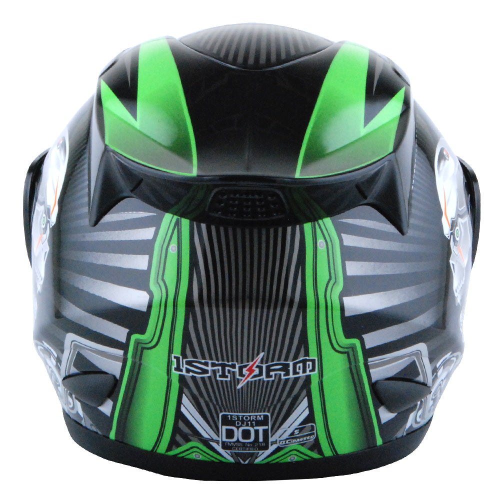 1Storm Motorcycle Bike Full Face Helmet Mechanic HJDJ11 + Motorcycle Bluetooth Headset