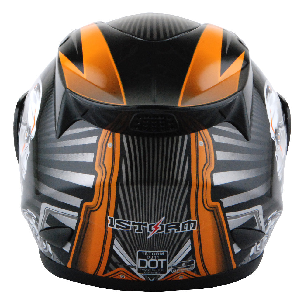 1Storm Motorcycle Bike Full Face Helmet Mechanic HJDJ11 + Motorcycle Bluetooth Headset