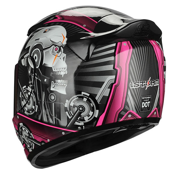 1Storm Motorcycle Bike Full Face Helmet Mechanic HJDJ11 + Motorcycle Bluetooth Headset