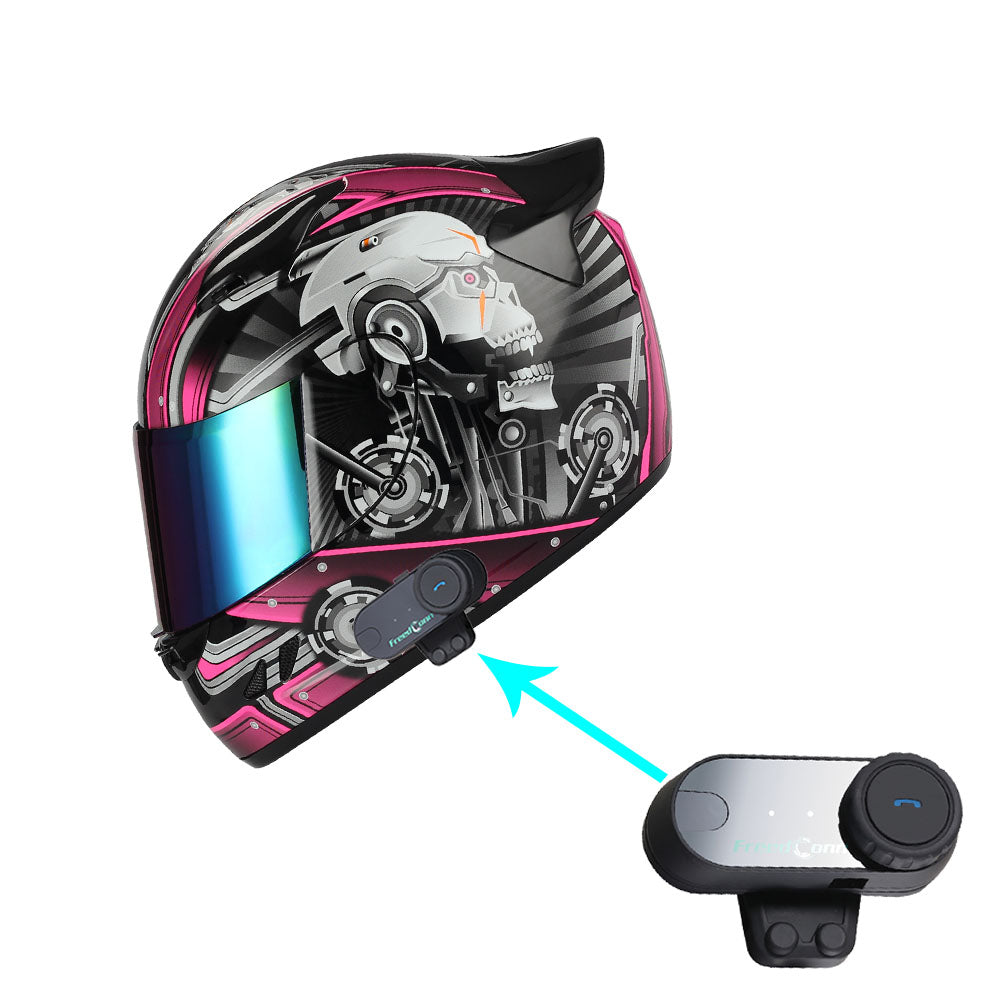 1Storm Motorcycle Bike Full Face Helmet Mechanic HJDJ11 + Motorcycle Bluetooth Headset