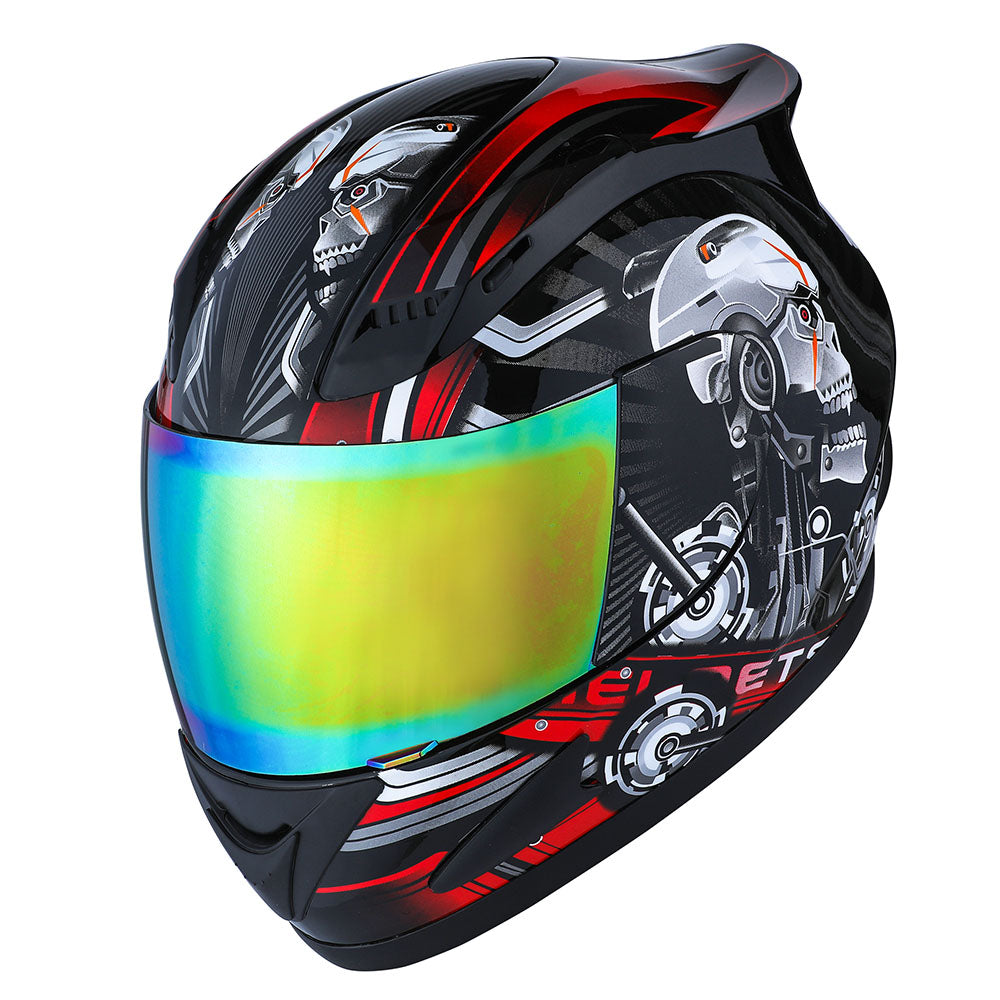 1Storm Motorcycle Bike Full Face Helmet Mechanic HJDJ11 + Motorcycle Bluetooth Headset