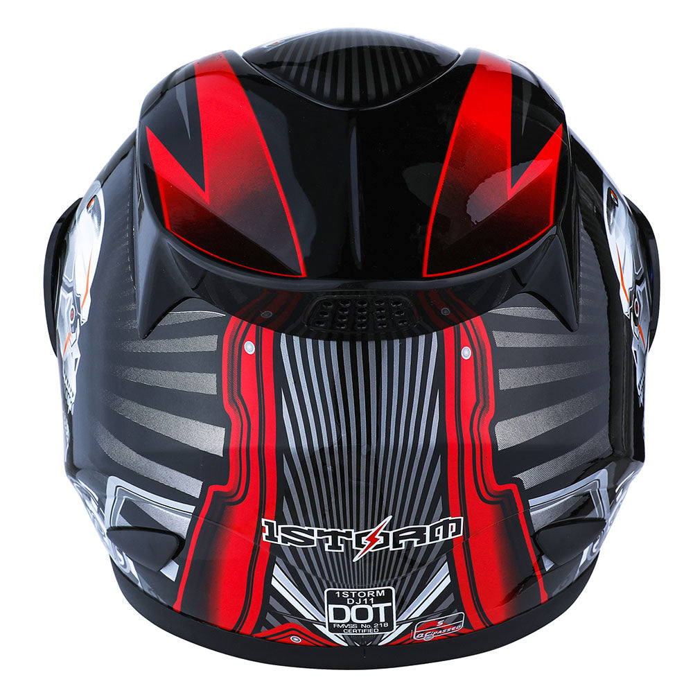 1Storm Motorcycle Bike Full Face Helmet Mechanic HJDJ11 + Motorcycle Bluetooth Headset