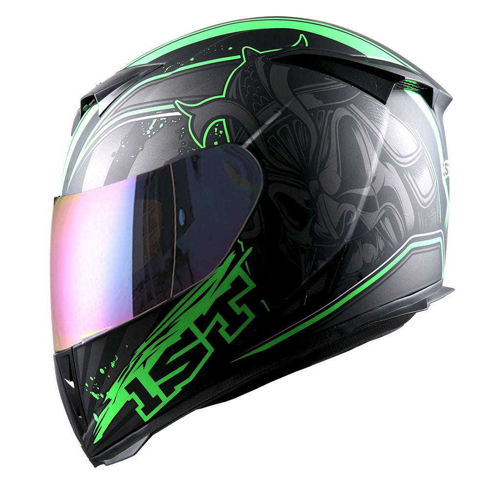 1Storm Motorcycle Full Face Helmet Skull King + One Extra Clear Shield: HJK311