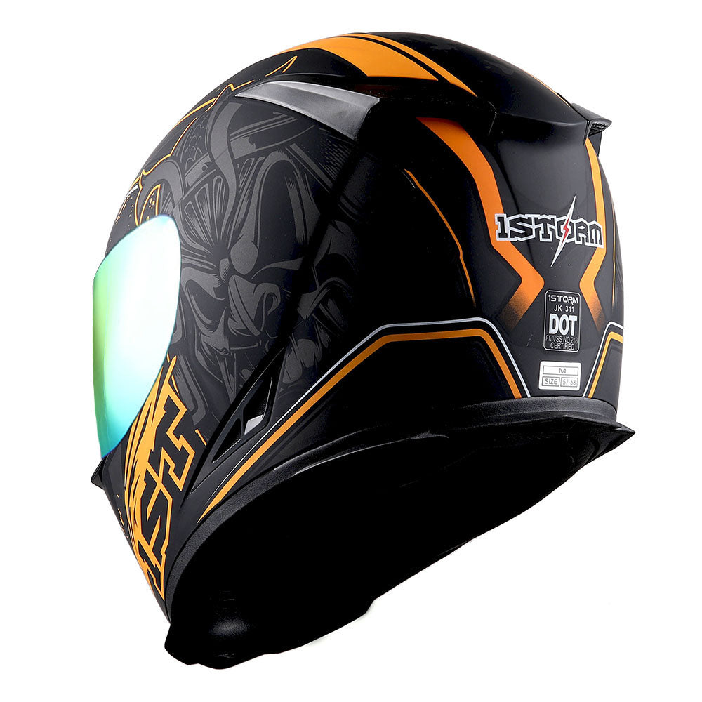1Storm Motorcycle Full Face Helmet Skull King + One Extra Clear Shield: HJK311