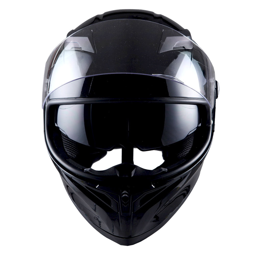 1Storm Motorcycle Full Face Flip up Dual Visor Helmet + Spoiler + Motorcycle Bluetooth Headset: HJK316