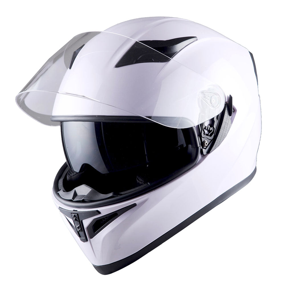 1Storm Motorcycle Full Face Flip up Dual Visor Helmet + Spoiler + Motorcycle Bluetooth Headset: HJK316