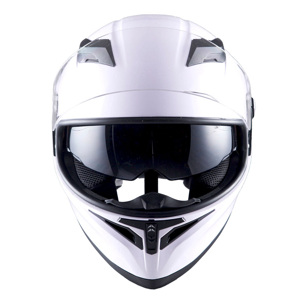 1Storm Motorcycle Full Face Flip up Dual Visor Helmet + Spoiler + Motorcycle Bluetooth Headset: HJK316