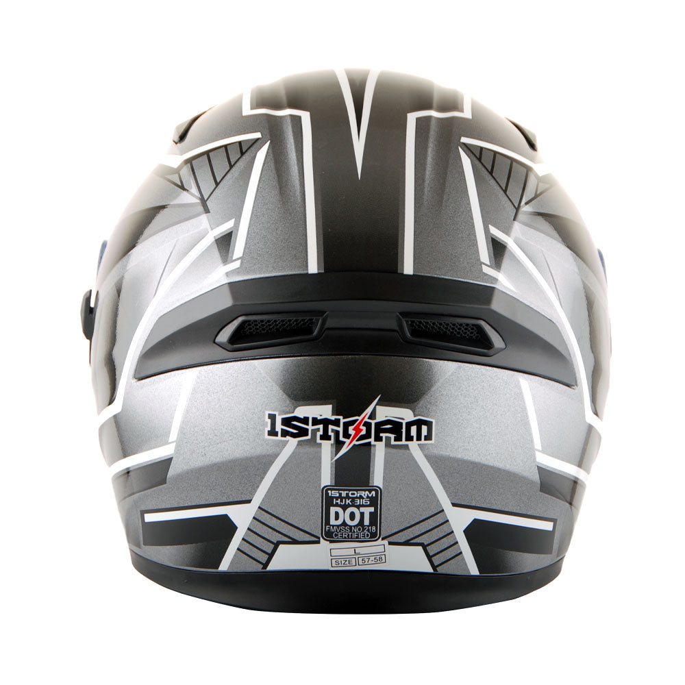 1Storm Motorcycle Dual Visor Full Face Helmet Panther: HJK316clear