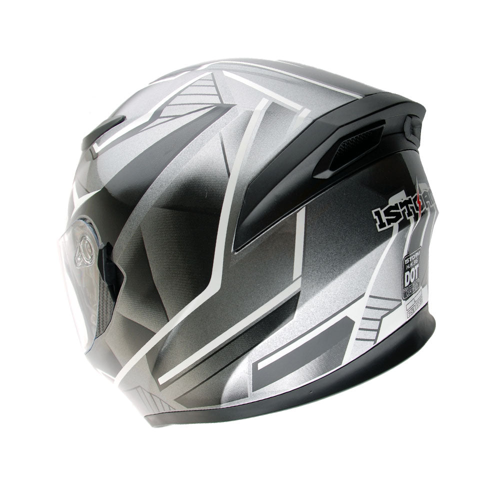 1Storm Motorcycle Full Face Flip up Dual Visor Helmet + Spoiler + Motorcycle Bluetooth Headset: HJK316