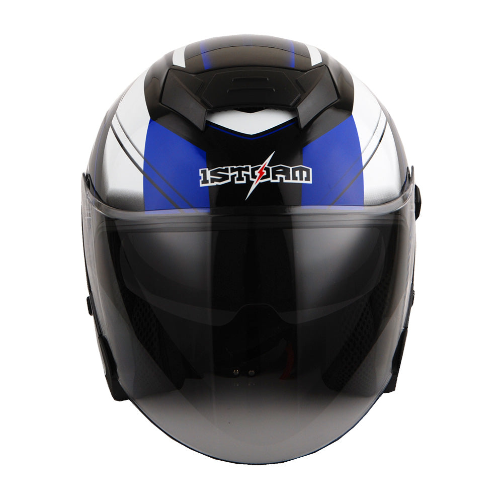 1Storm Motorcycle Open Face Helmet Scooter Classical Knight Bike Dual Lens/Sun Visor + Motorcycle Bluetooth Headset: HJK526