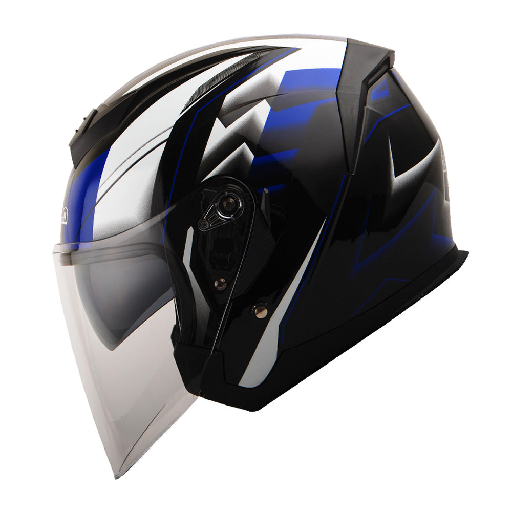 1Storm Motorcycle Open Face Helmet Scooter Classical Knight Bike Dual Lens/Sun Visor + Motorcycle Bluetooth Headset: HJK526