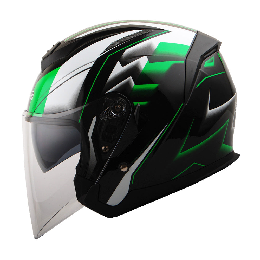 1Storm Motorcycle Open Face Helmet Scooter ClassicL Knight Bike Dual Lens/Sun Visor: HJK526
