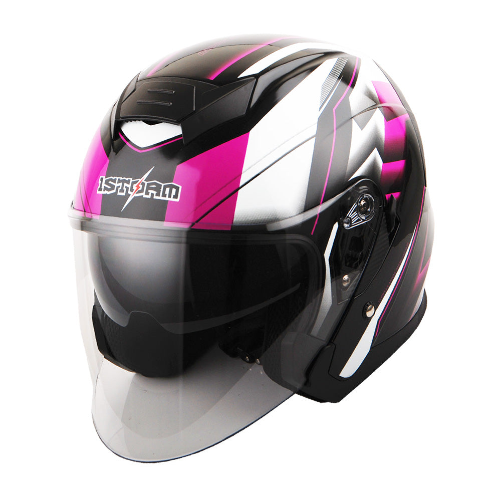 1Storm Motorcycle Open Face Helmet Scooter Classical Knight Bike Dual Lens/Sun Visor + Motorcycle Bluetooth Headset: HJK526