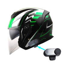 1Storm Motorcycle Open Face Helmet Scooter Classical Knight Bike Dual Lens/Sun Visor + Motorcycle Bluetooth Headset: HJK526