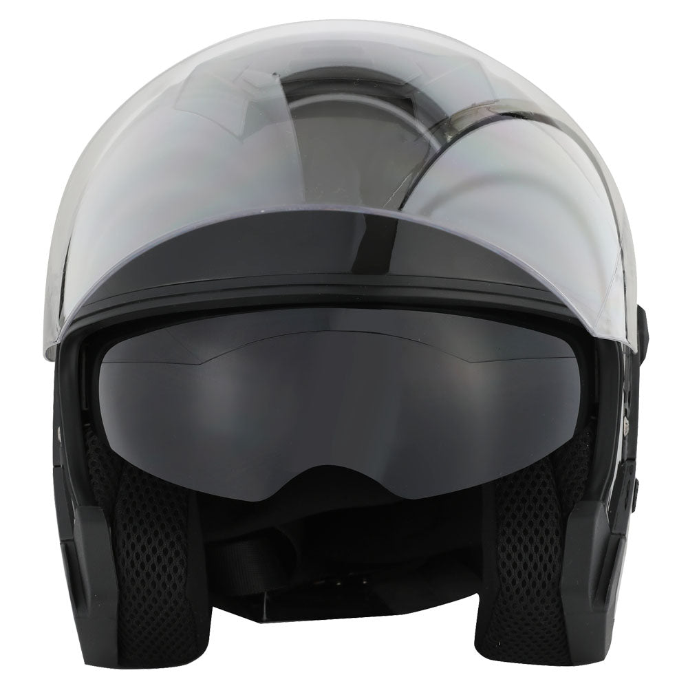 1Storm Motorcycle Open Face Helmet Scooter Classical Knight Bike Dual Lens/Sun Visor + Motorcycle Bluetooth Headset: HJK526