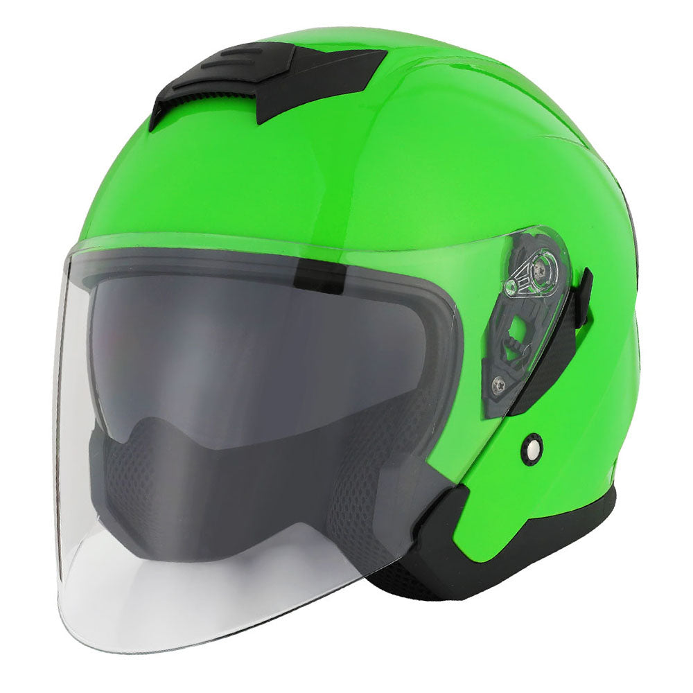 1Storm Motorcycle Open Face Helmet Scooter ClassicL Knight Bike Dual Lens/Sun Visor: HJK526