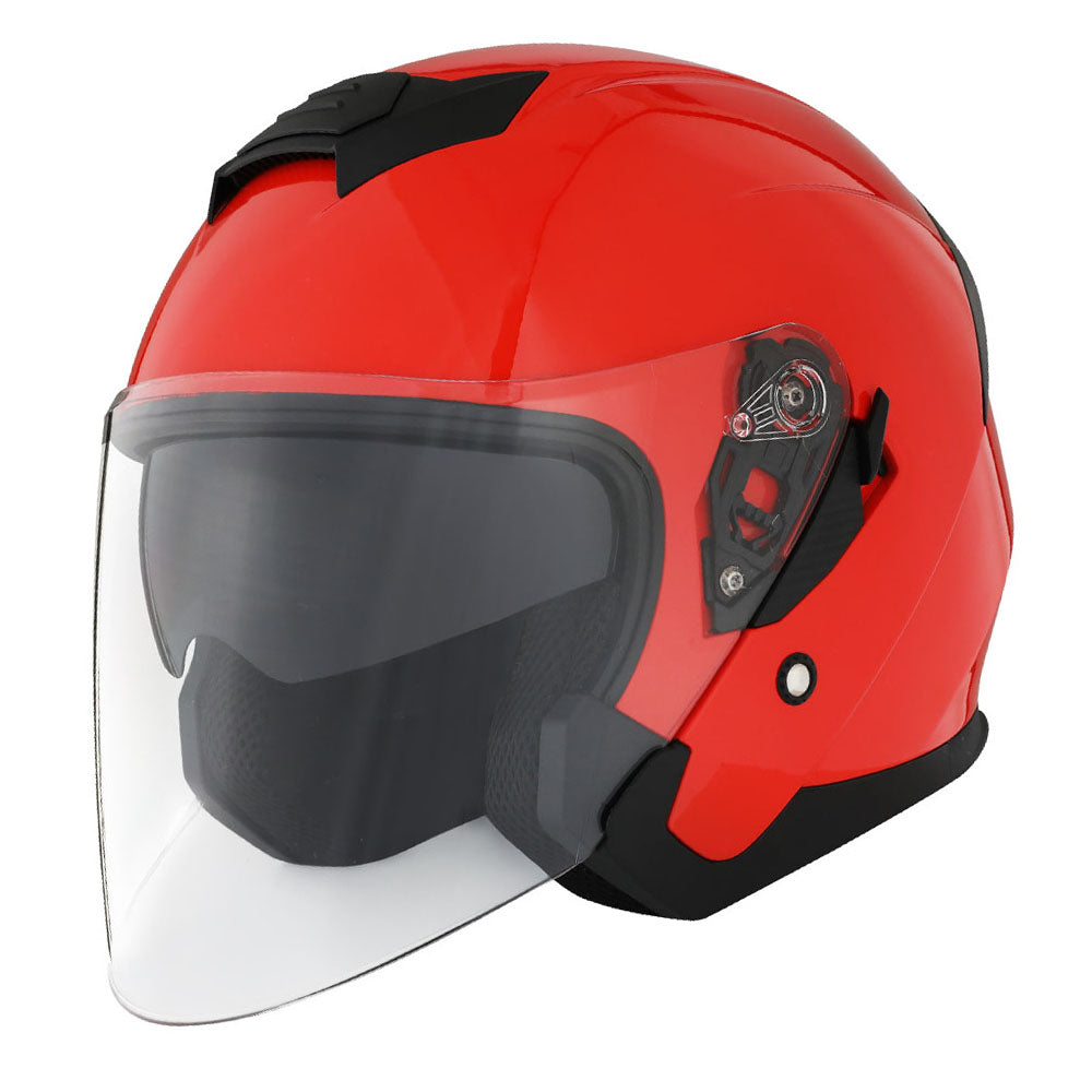 1Storm Motorcycle Open Face Helmet Scooter ClassicL Knight Bike Dual Lens/Sun Visor: HJK526