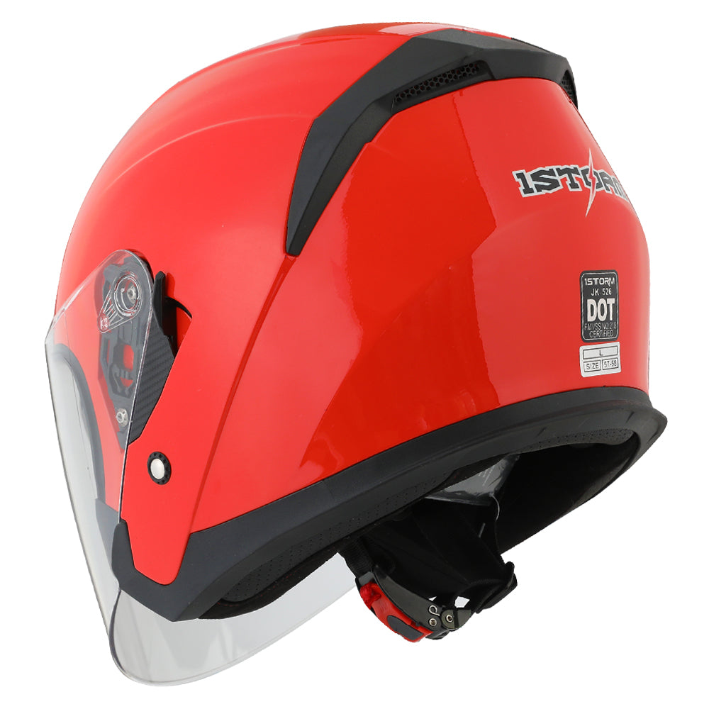 1Storm Motorcycle Open Face Helmet Scooter ClassicL Knight Bike Dual Lens/Sun Visor: HJK526