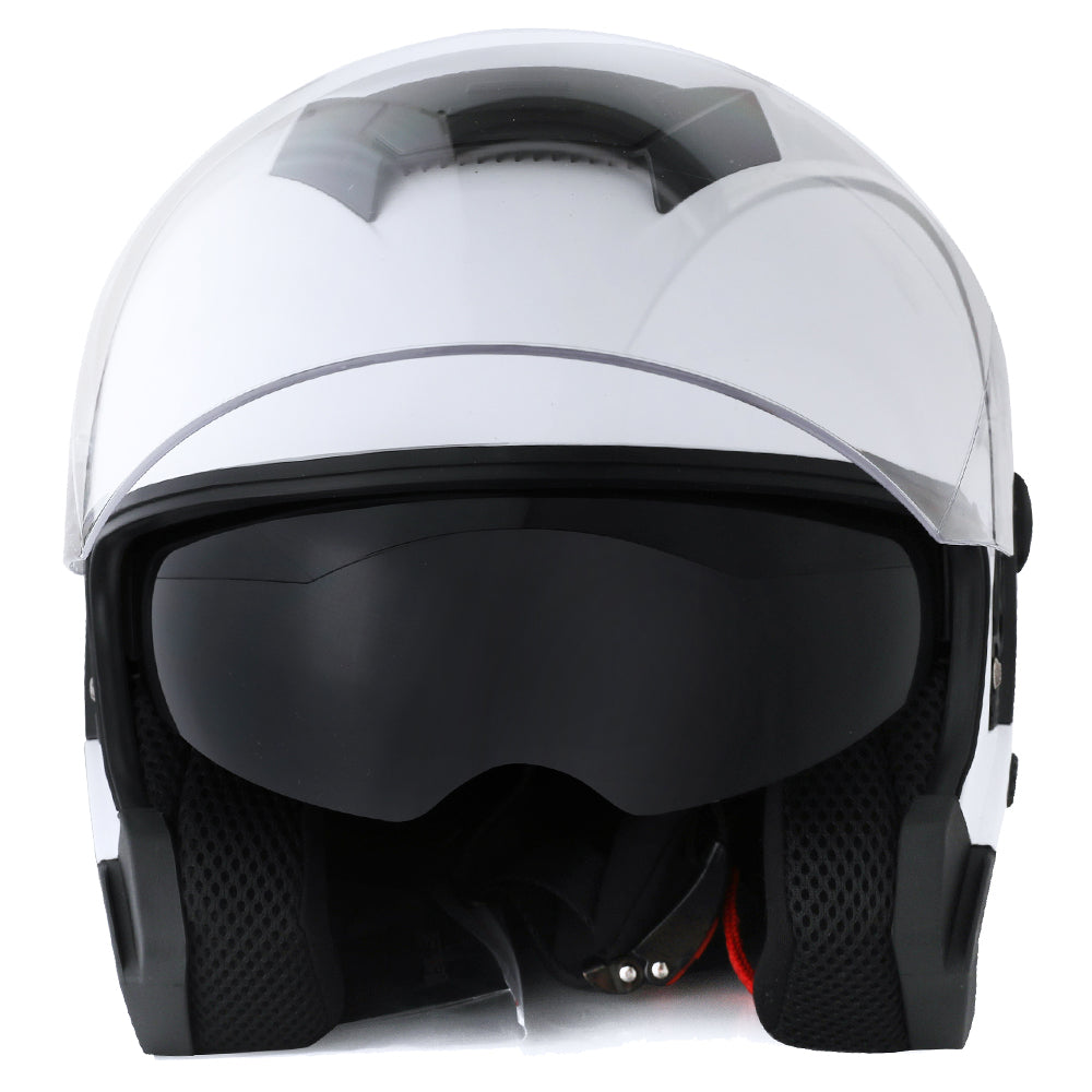 1Storm Motorcycle Open Face Helmet Scooter Classical Knight Bike Dual Lens/Sun Visor + Motorcycle Bluetooth Headset: HJK526