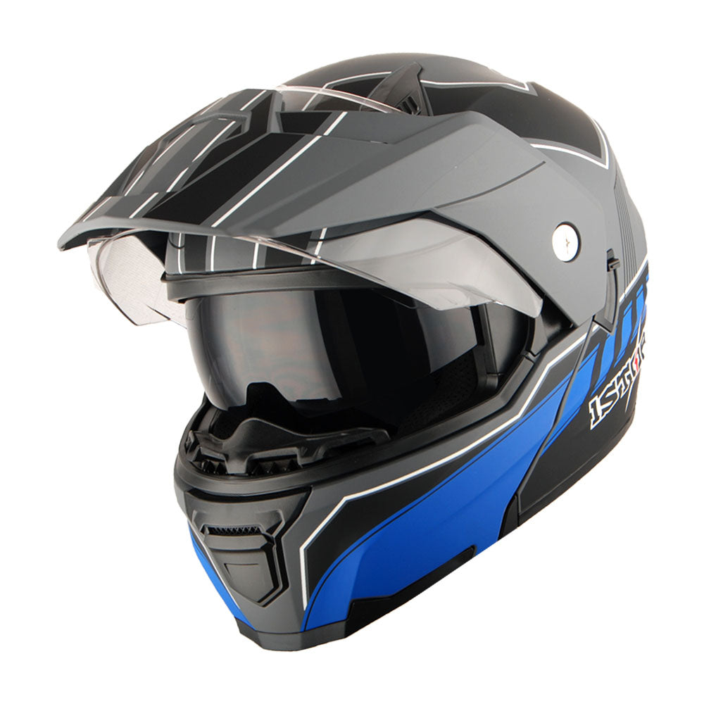 1Storm Motorcycle Dual Sport Modular Flip up Full Face Helmet Dual Visor: HJK910 DSPORT