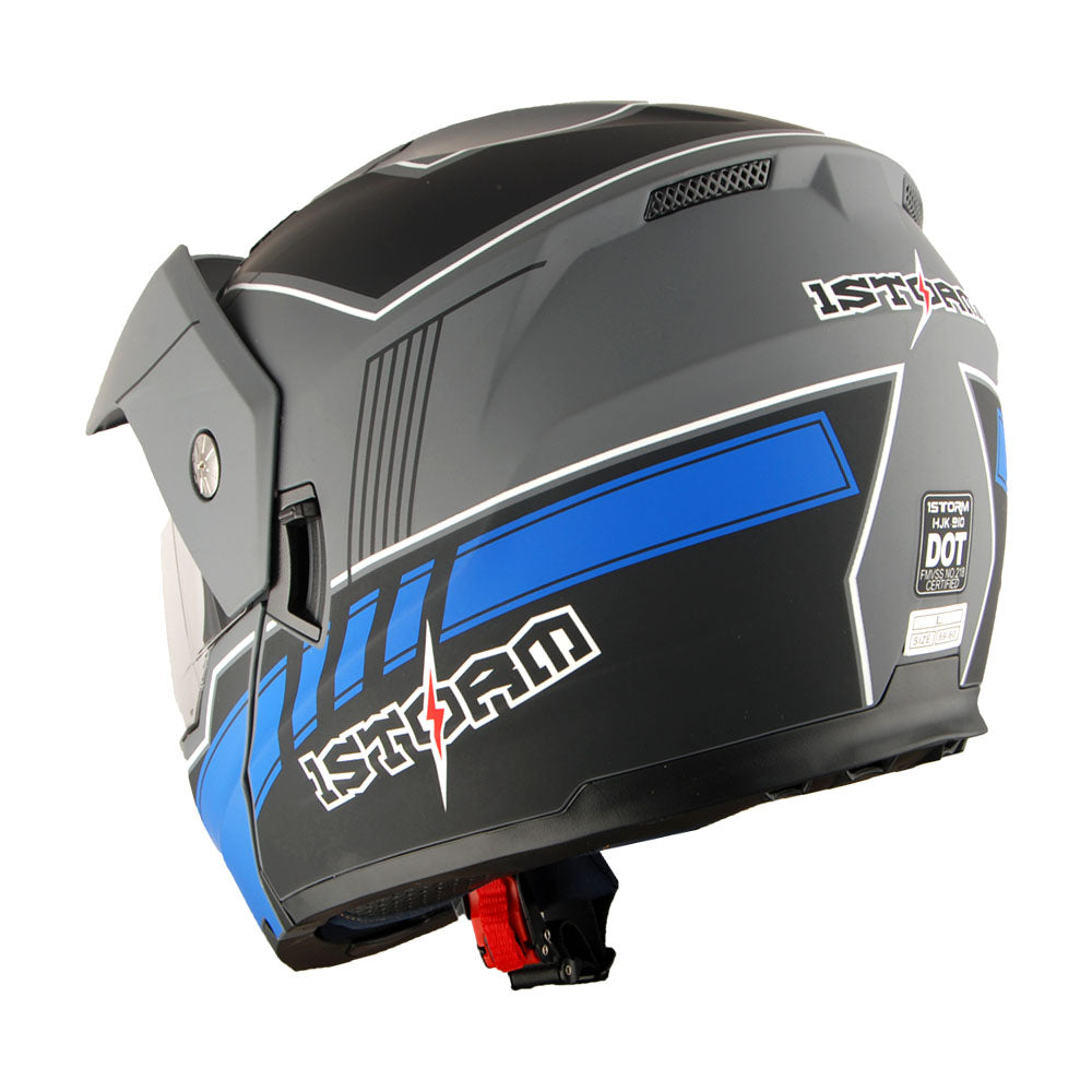 1Storm Motorcycle Dual Sport Modular Flip up Full Face Helmet Dual Visor: HJK910 DSPORT