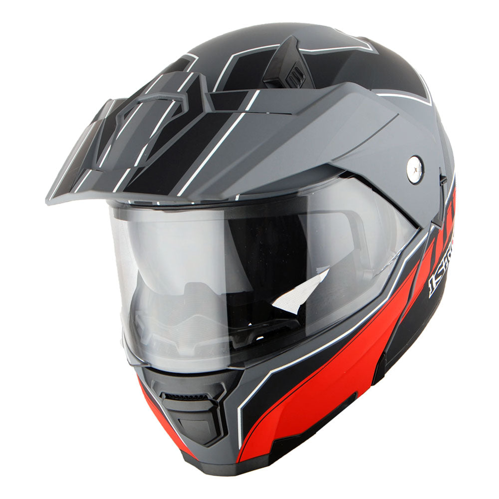 1Storm Motorcycle Dual Sport Modular Flip up Full Face Helmet Dual Visor: HJK910 DSPORT