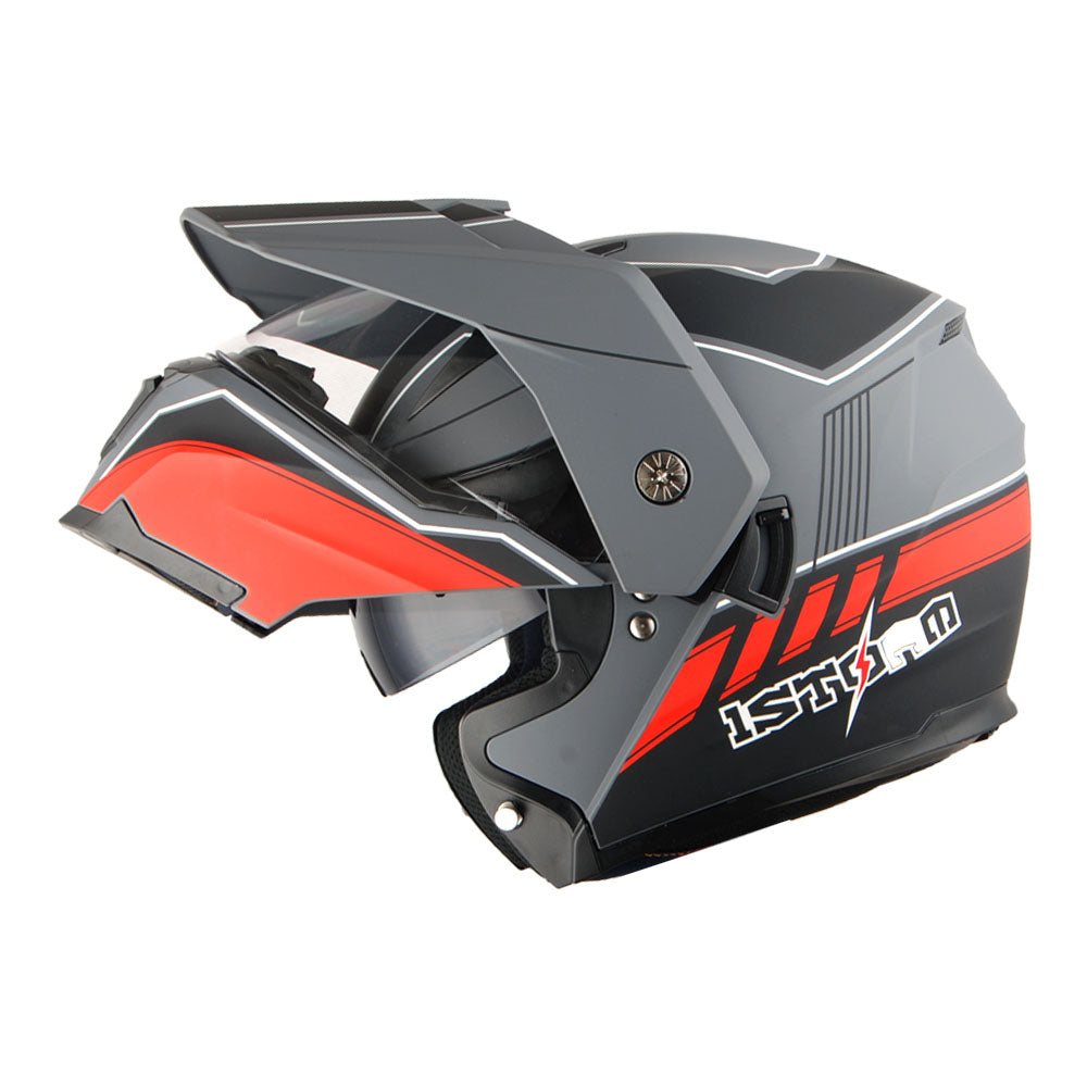 1Storm Motorcycle Dual Sport Modular Flip up Full Face Helmet Dual Visor: HJK910 DSPORT