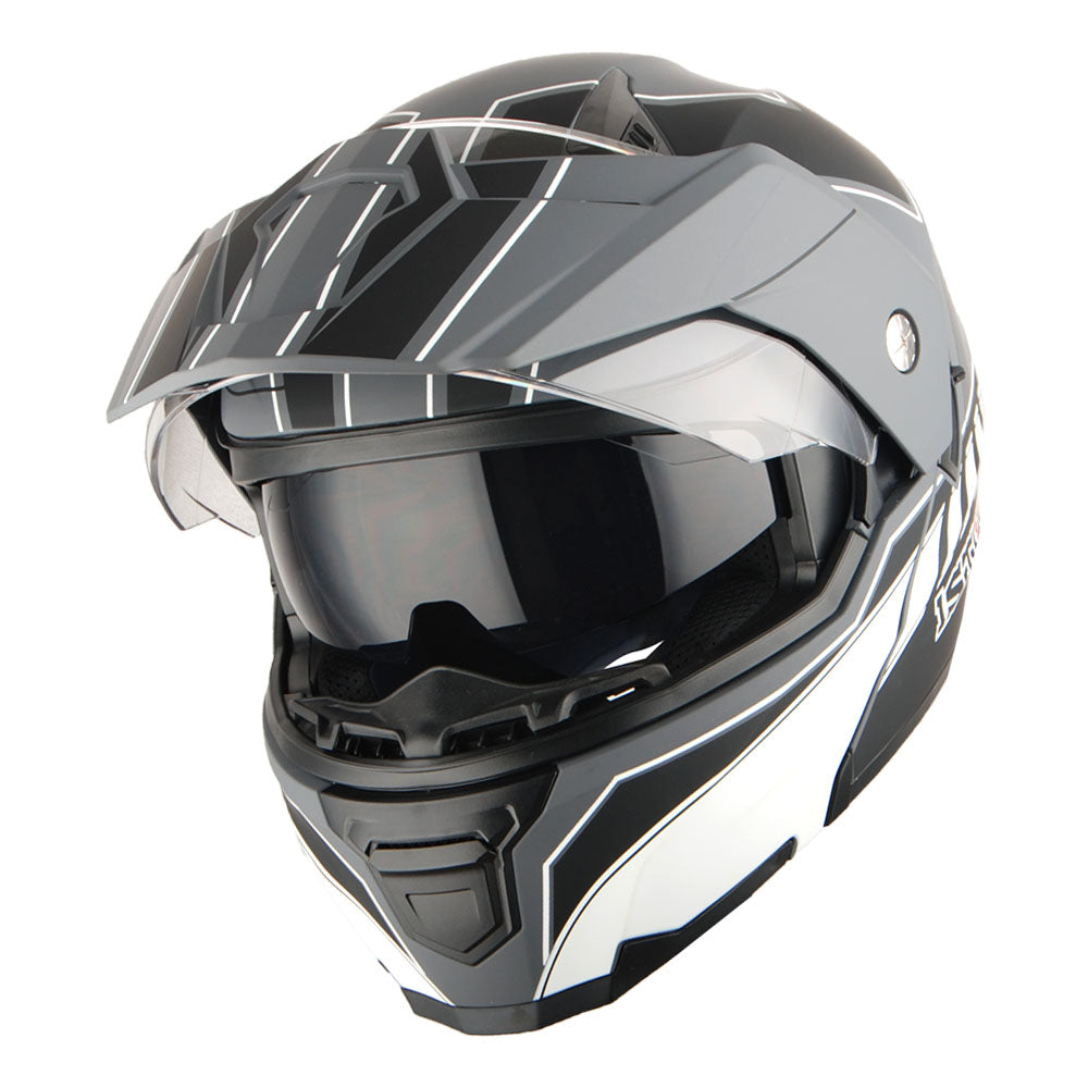 1Storm Motorcycle Dual Sport Modular Flip up Full Face Helmet Dual Visor: HJK910 DSPORT