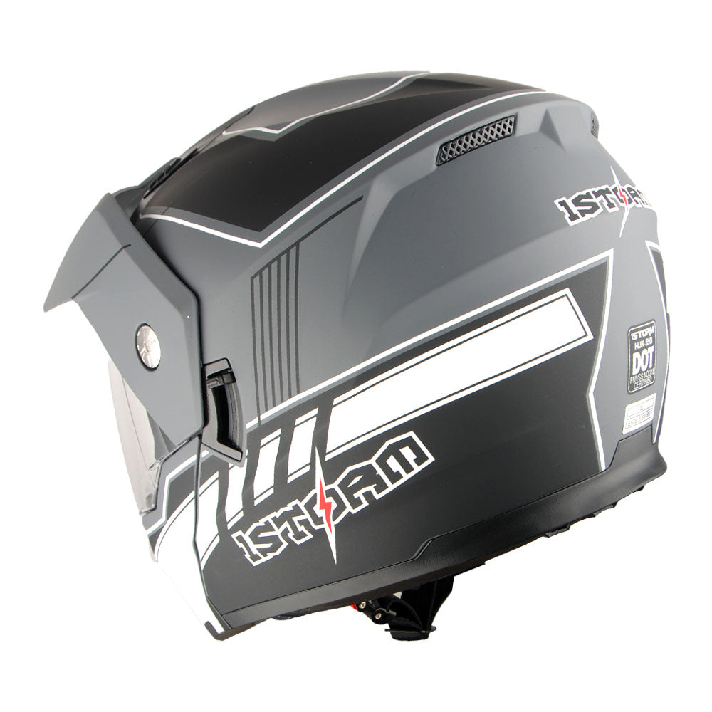 1Storm Motorcycle Dual Sport Modular Flip up Full Face Helmet Dual Visor: HJK910 DSPORT