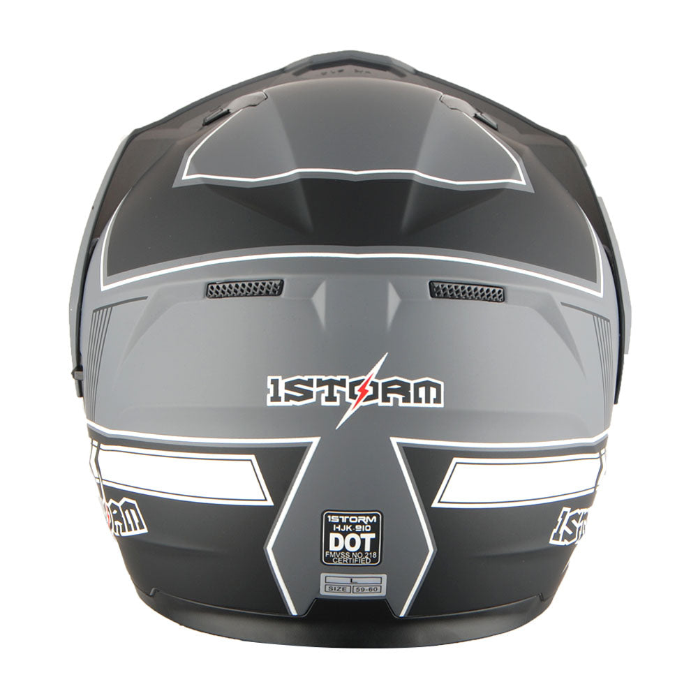 1Storm Motorcycle Dual Sport Modular Flip up Full Face Helmet Dual Visor: HJK910 DSPORT