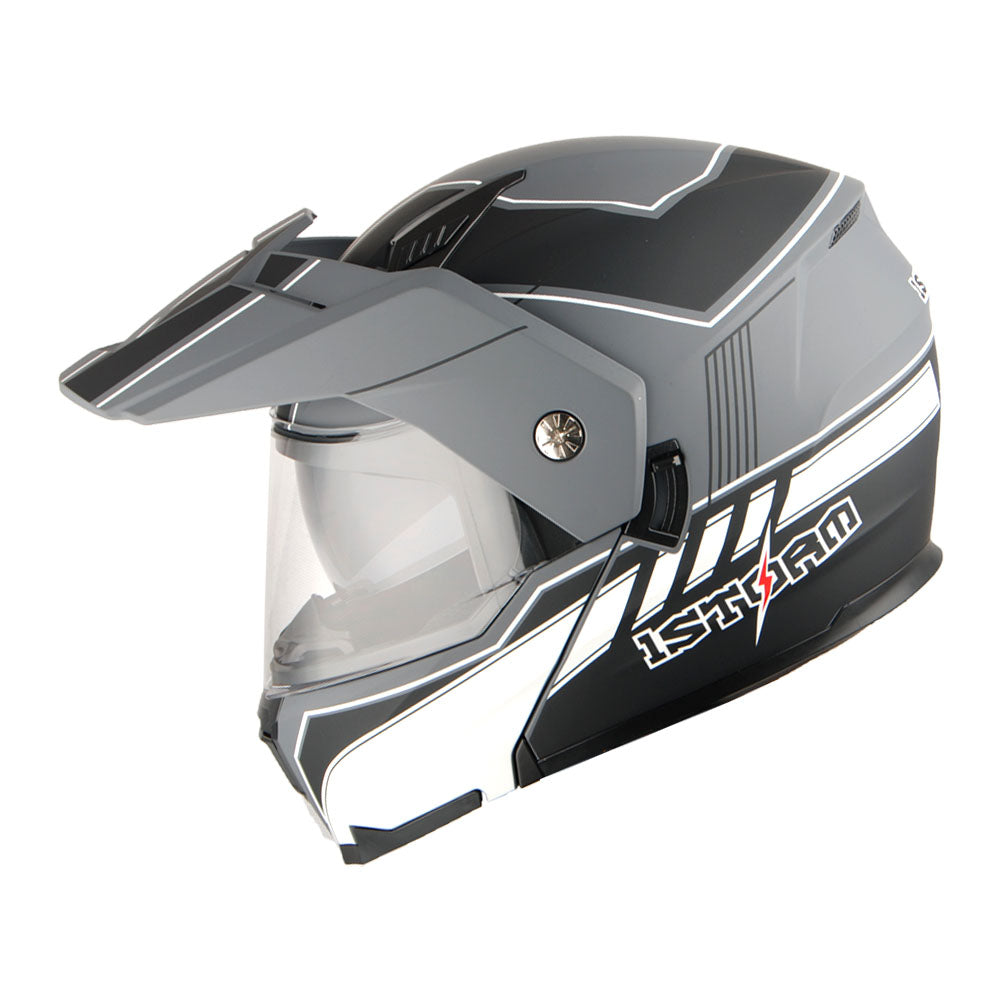 1Storm Motorcycle Dual Sport Modular Flip up Full Face Helmet Dual Visor: HJK910 DSPORT