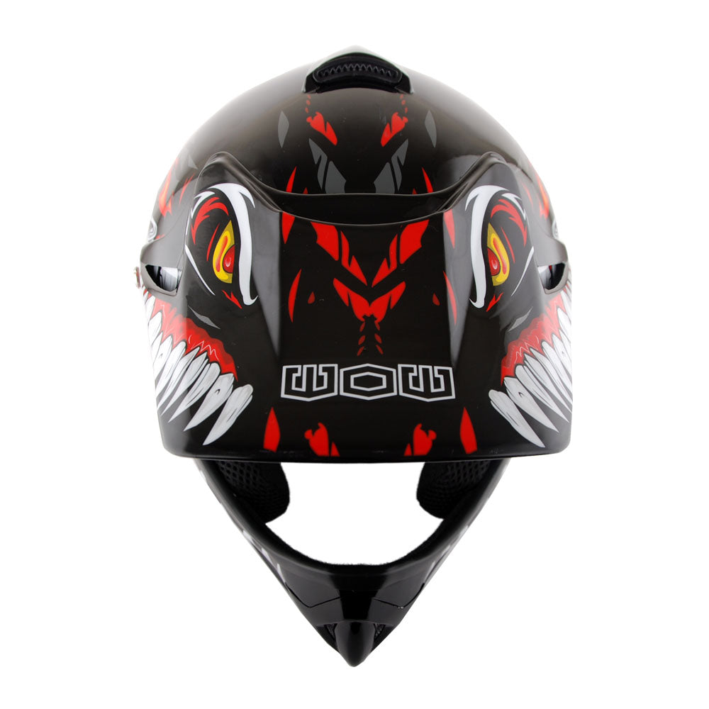 WOW Youth Kids Motocross BMX MX ATV Dirt Bike Helmet HJOY Dragon + Goggles + MG Youth Glove Bundle