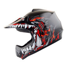 WOW Youth Kids Motocross BMX MX ATV Dirt Bike Helmet HJOY Dragon + Goggles + MG Youth Glove Bundle