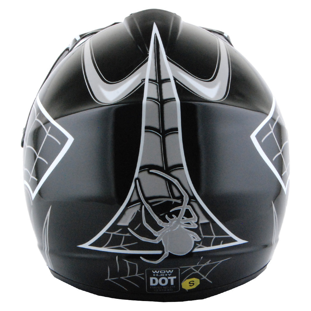 WOW Youth Motocross Helmet HJOY BMX MX ATV Dirt Bike Helmet Spider Web + Goggles + Martian Spider Glove Youth Bundle