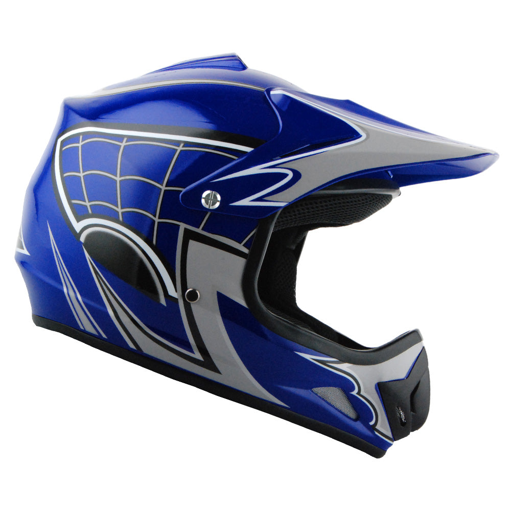 WOW Youth Motocross Helmet HJOY BMX MX ATV Dirt Bike Helmet Spider Web + Goggles + Martian Spider Glove Youth Bundle