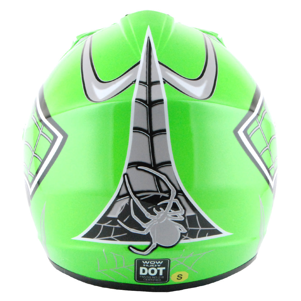 WOW Youth Motocross Helmet HJOY BMX MX ATV Dirt Bike Helmet Spider Web + Goggles + Martian Spider Glove Youth Bundle