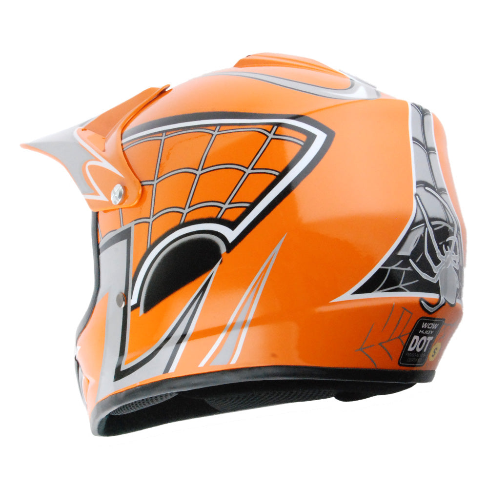 WOW Youth Kids Motocross BMX MX ATV Dirt Bike Helmet Spider Spider Web: HJOY