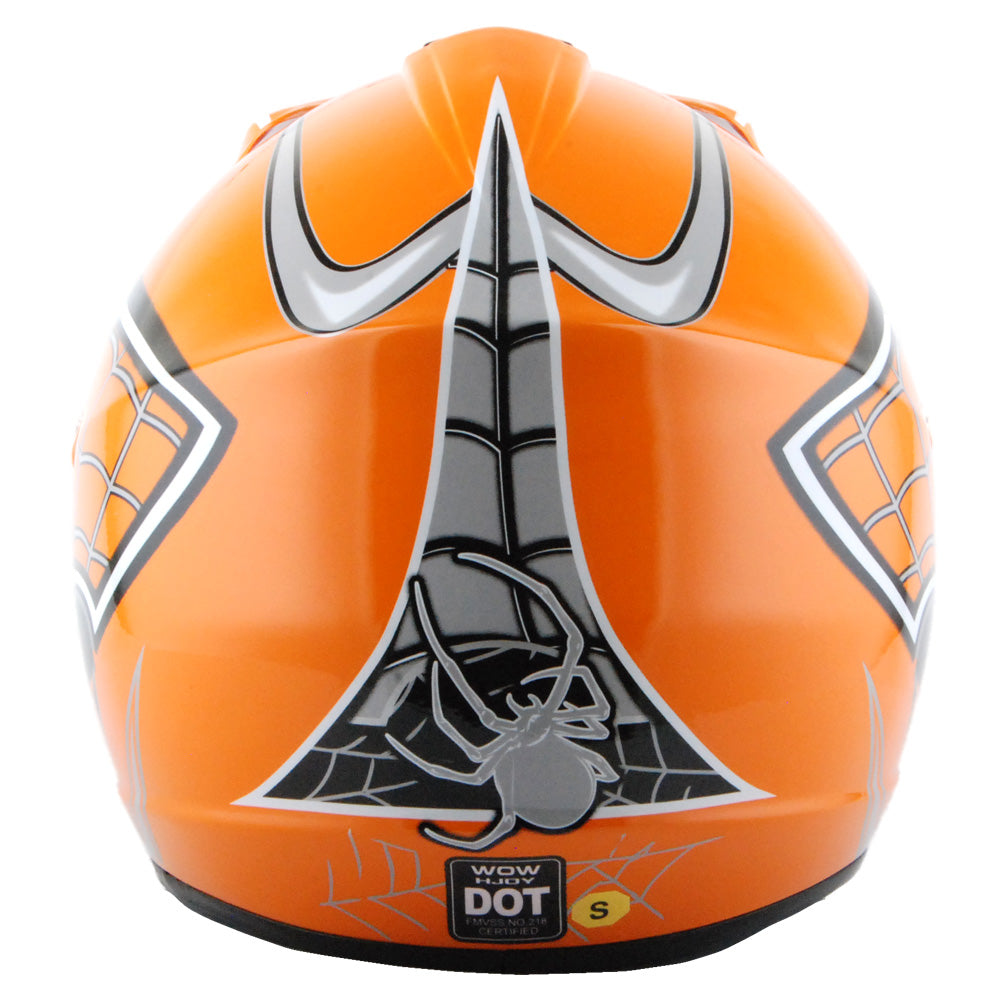 WOW Youth Motocross Helmet HJOY BMX MX ATV Dirt Bike Helmet Spider Web + Goggles + Martian Spider Glove Youth Bundle