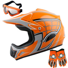 WOW Youth Motocross Helmet HJOY BMX MX ATV Dirt Bike Helmet Spider Web + Goggles + Martian Spider Glove Youth Bundle