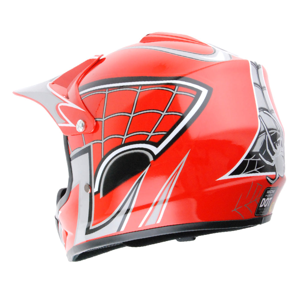WOW Youth Kids Motocross BMX MX ATV Dirt Bike Helmet Spider Spider Web: HJOY